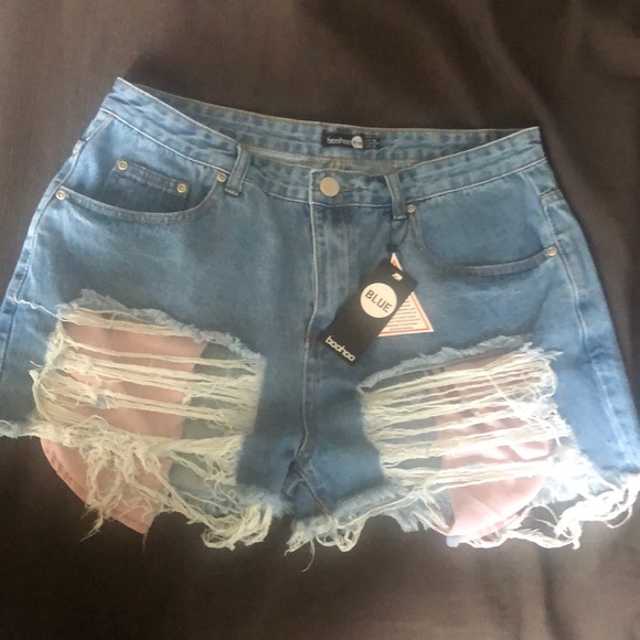 plus high waisted denim shorts